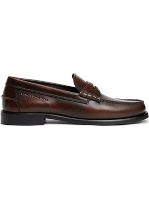 Tommy Hilfiger Kahverengi Erkek Klasik Ayakkabı Hılfıger Brushed Leather Loafer