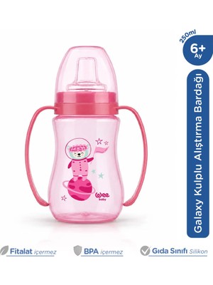 Wee Baby Galaxy Kulplu Pembe Alıştırma Bardağı 250 Ml 6+ Ay BPA İçermez Hafif ve Dayanıklı