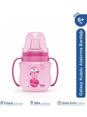 Wee Baby Galaxy Kulplu Alıştırma Bardağı Bebek Suluk 125 Ml 6+ Ay Pembe