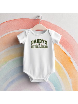 Igigi Collection Igıgı Collection Babasının Minik Efsanesi Baskılı %100 Pamuk Kısa Kollu Beyaz Unisex Bebek Zıbın