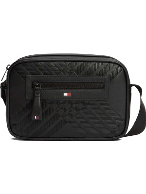 Tommy Hilfiger Siyah Erkek Postacı Çantası Th Corp Texture Camera Bag