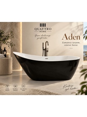 Quattro Home Aden Siyah Serbest Duran Akrilik Küvet – 190 × 80 × 83 cm