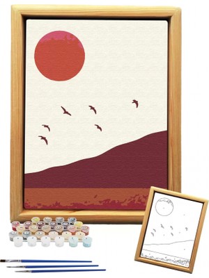 Tabdiko Sayılarla Minimalist Ahşap Çerçeveli Tablo Setleri 21 x 27 cm Tuval Şasesine Gerili Manzara