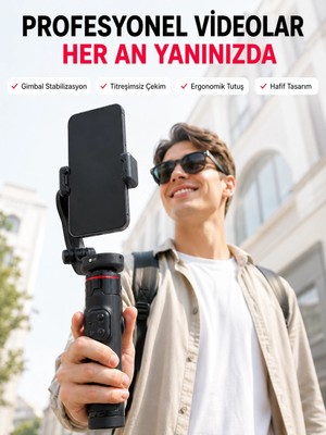 Astraltech Akıllı Takipli Gimbal Selfie Stick Profesyonel Video Çekim Stabilizatörü Uzayabilir Tripod Bluetooth Kumandalı