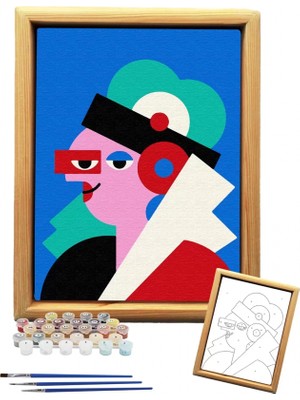 Tabdiko Sayılarla Minimalist Ahşap Çerçeveli Tablo Setleri 21 x 27 cm Tuval Şasesine Gerili Iç Içe Renk