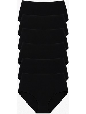 Cottonhill Yüksek Bel Basic Lazer Kesim Büyük Beden Kadın Bikini Külot 6'lı Paket-2
