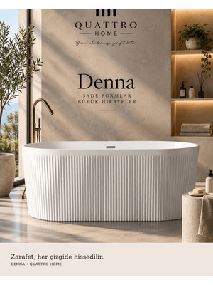 Quattro Home Denna Beyaz Serbest Duran Akrilik Küvet – 170 × 80 × 58 cm
