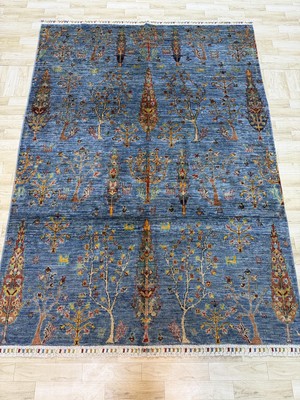 El Dokuma Afgan Halı Hayat Ağaç Desenli Kök Boya 146 x 199 cm