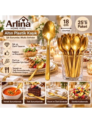 Arlina Home Kids 25LI 18 cm Altın Plastik Kaşık