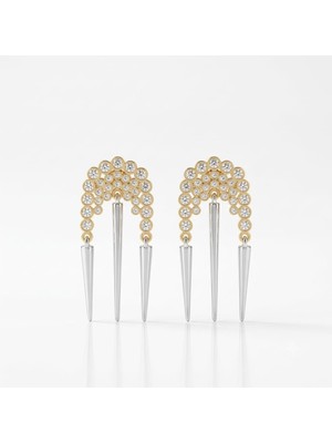 Diva Viva - Gold & Silver Kaplama Pirinç Tasarım Küpe