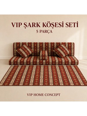 Şark Minderi Şark Köşesi Takımı 100X190X10 cm Otantik Yer Minderi ve Sedir Seti 5 Parça Süngerli Şark Köşesi Seti