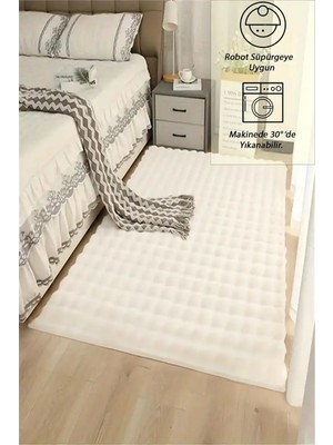 Talvora Home Bubble Peluş Halı 20 mm Hav Yüksekliği – Krem Kaymaz Taban, Ultra Yumuşak, Modern Dekoratif Salon Yatak Odası Halısı