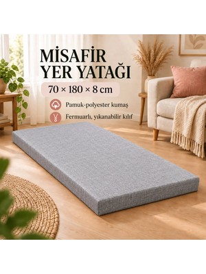 Tek Parça Sünger Yatak 8 Cm, Yer Yatağı, Balkon Yer Minderi,şantiye,karavan,deprem YATAĞI-70X180X8 Cm-Gri