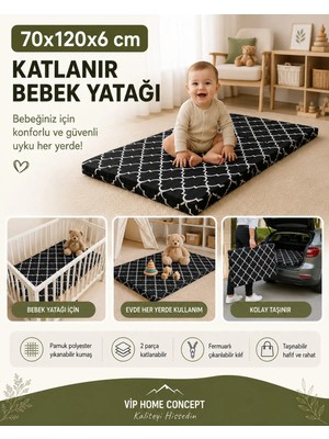 Katlanır Çocuk Yatağı Sünger Yer Yatağı Oyun Minderi Taşınabilir 70X120X6 Cm-Karaçatı
