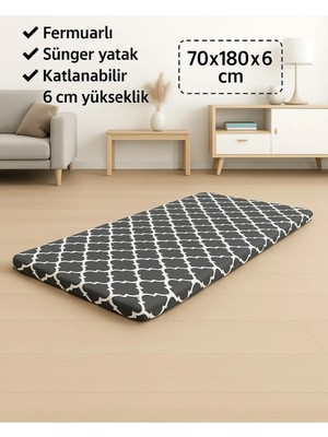 Sünger Yatak 70X180X6 Cm, Yer Yatağı, Balkon Yer Minderi,şantiye,karavan,deprem Yatağı-Karaçatı