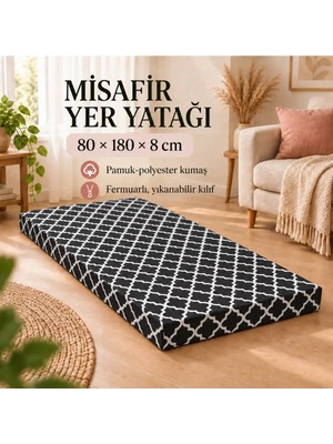 Tek Parça Sünger Yatak 8 Cm, Yer Yatağı, Balkon Yer Minderi,şantiye,karavan,deprem YATAĞI-80X180X8 Cm-Karaçatı