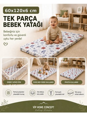 Çocuk Yatağı Sünger Yer Yatağı Oyun Minderi Bebek Yatağı 60X120X6 Cm-Marin