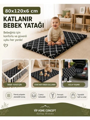 Katlanır Çocuk Yatağı Sünger Yer Yatağı Oyun Minderi Taşınabilir 80X120X6 Cm-Karaçatı