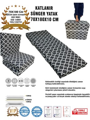 Katlanır Yer Yatağı ve Tek Kişilik Sünger Katlanır Minder Yatak 70X180X10 Cm-Karaçatı