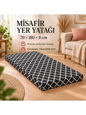 Vip Home Concept Tek Parça Sünger Yatak 8 Cm, Yer Yatağı, Balkon Yer Minderi,şantiye,karavan,deprem YATAĞI-70X180X8 Cm-Karaçatı