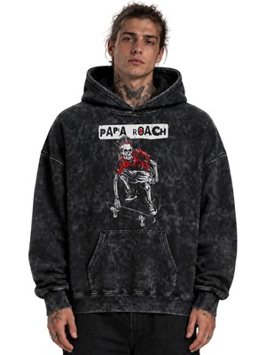 Sevbano Papa Roach Rock Metal Müzik Grubu Baskılı Unisex Oversize Yıkamalı Hoodie Sweatshirt