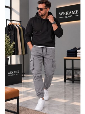 Wkm Erkek Gabardin Slim Fit Lastikli Kargo Pantolon
