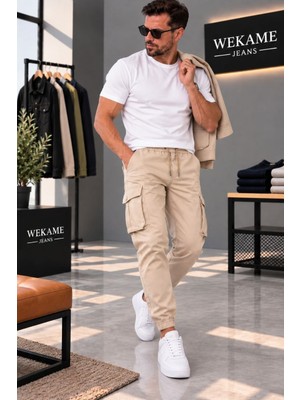 Wkm Erkek Gabardin Slim Fit Lastikli Kargo Pantolon