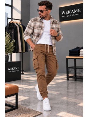 Wkm Erkek Gabardin Slim Fit Lastikli Kargo Pantolon