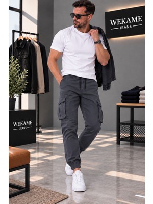 Wkm Erkek Gabardin Slim Fit Lastikli Kargo Pantolon