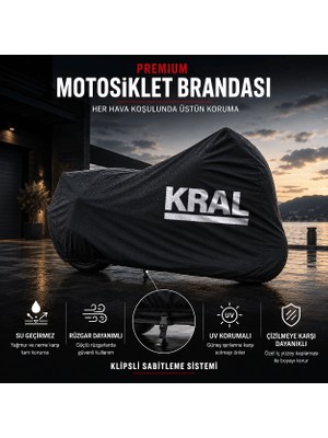 ULTRASHOP Kral Motor Ares 125 Siyah Motosiklet Branda Su Geçirmez Motor Branda