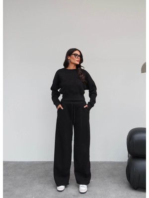 Esra Helvacı Crop Sweatshirt Şardonlu Eşofman Takım