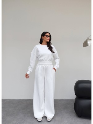 Esra Helvacı Crop Sweatshirt Şardonlu Eşofman Takım