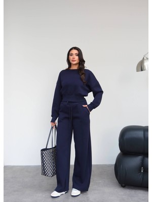 Esra Helvacı Crop Sweatshirt Şardonlu Eşofman Takım