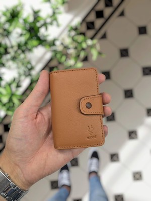 Visso 405 Hakiki Deri Akordeon Karlık Kişiye Özel Isim Baskılı Unisex Çıtçıtlı Kredi Kartlık Cüzdan Çanta Model