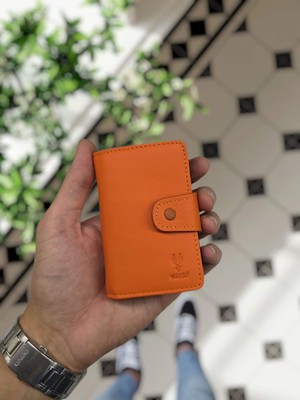 Visso 405 Hakiki Deri Akordeon Karlık Kişiye Özel Isim Baskılı Unisex Çıtçıtlı Kredi Kartlık Cüzdan Çanta Model