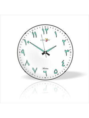 Gece Karanlıkta Görünen Arapça Rakkamlı Büyük Fosforlu Beyaz Zeminli 35 cm Sessiz Camlı Duvar Saati