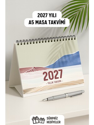 Eldesen Tasarım 2027 Masa Takvimi Spiralli A5 (21X16CM) Büyük Boy / Resmi Tatiller ve Hafta Sonları / 12 Aylık