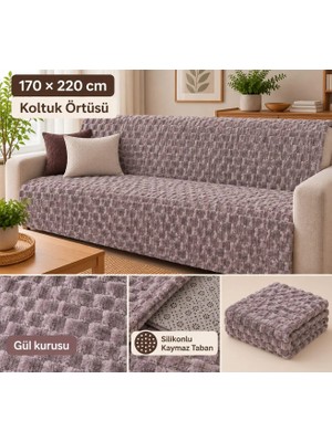 Soft Kürklü Koltuk Örtüsü 170X215 cm Yumuşak Peluş Kaymaz Taban Kanepe Örtüsü