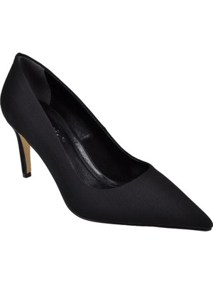 Pullman 8 cm Ince Topuk Kadın Stiletto PL-89GV Siyah Saten