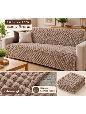 Soft Kürklü Koltuk Örtüsü 170X215 cm Yumuşak Peluş Kaymaz Taban Kanepe Örtüsü