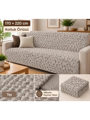 Soft Kürklü Koltuk Örtüsü 170X215 cm Yumuşak Peluş Kaymaz Taban Kanepe Örtüsü