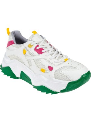 Sms Kadın Spor Ayakkabı Sneaker SMS-65137 Beyaz Yeşil