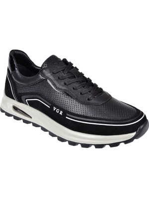Voyager Hakiki Deri Yazlık Erkek Spor Ayakkabı Sneaker VOY-684 Siyah