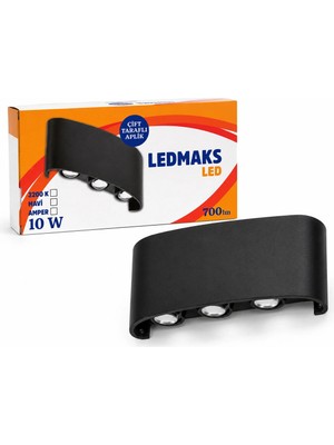 Ledmax Ledmaks 10W Çift Taraflı LED Aplik Siyah Kasa 3200K Gün Işığı Duvar Apliği