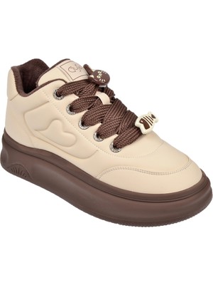 Guja Içi Polar Kadın Spor Ayakkabı Sneaker GJ-25K421 Bej