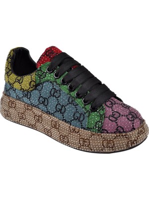 Guja Taş Detaylı Kadın Spor Ayakkabı Sneaker GJ-451 Multi