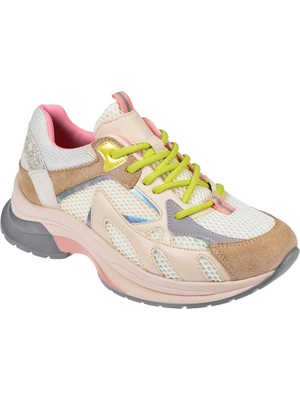 Pullman Kadın Spor Ayakkabı Sneaker SMS-30170 Bej Pembe