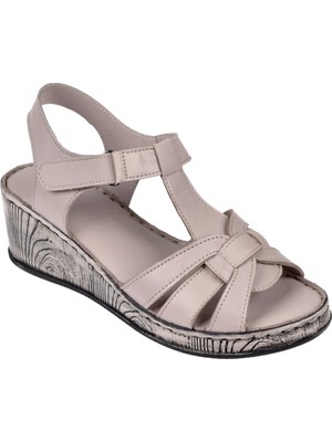 Pullman Hakiki Deri Comfort Kadın Sandalet Plm-5 Silver