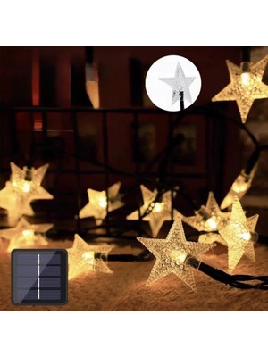 Alvenda Home 7m 50 LED Yıldız 8 Fonksiyonlu Solar Panelli-Gün Işığı