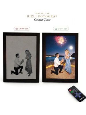 Kutup Yıldızı Tasarım Atölyesi Kutup Yıldızı Kişiye Özel Değiştirilebilir Pleksi Sihirli Işıklı Tablo Gece Lambası (Gizli Fotoğraf Etkili)